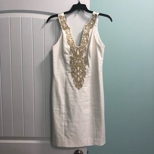 Lilly Pulitzer Shift Dress White and Gold